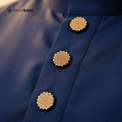 Close-up of buttons on worn Baju Melayu